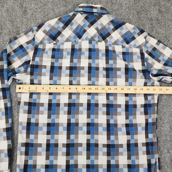 Ted Lapidus Shirt Mens Medium Geometric Check Long Sleeve Casual Button Down - Picture 4 of 16